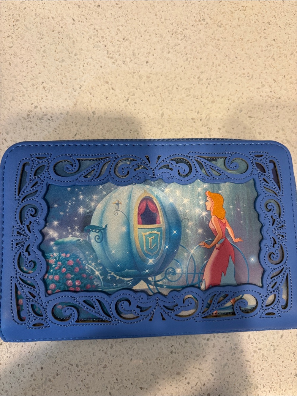 Disney Cinderella Blue Laser-Cut Carriage Wallet Loungefly NWT - Picture 2 of 4